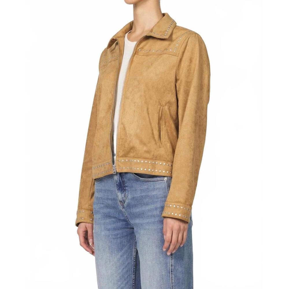 NEW DEAR JOHN DENIM exene zipper front collared jacket in butterscotch - Picture 4 of 5